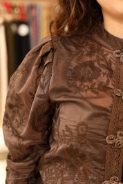 CAMICIA COREANA IN TENCEL CON RICAMI E ALAMARI