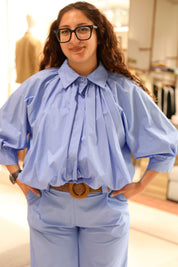 CAMICIA IN COTONE CON ELASTICO SUL FONDO