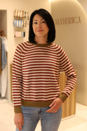 MAGLIA GIROCOLLO A RIGHE IN 100% COTONE