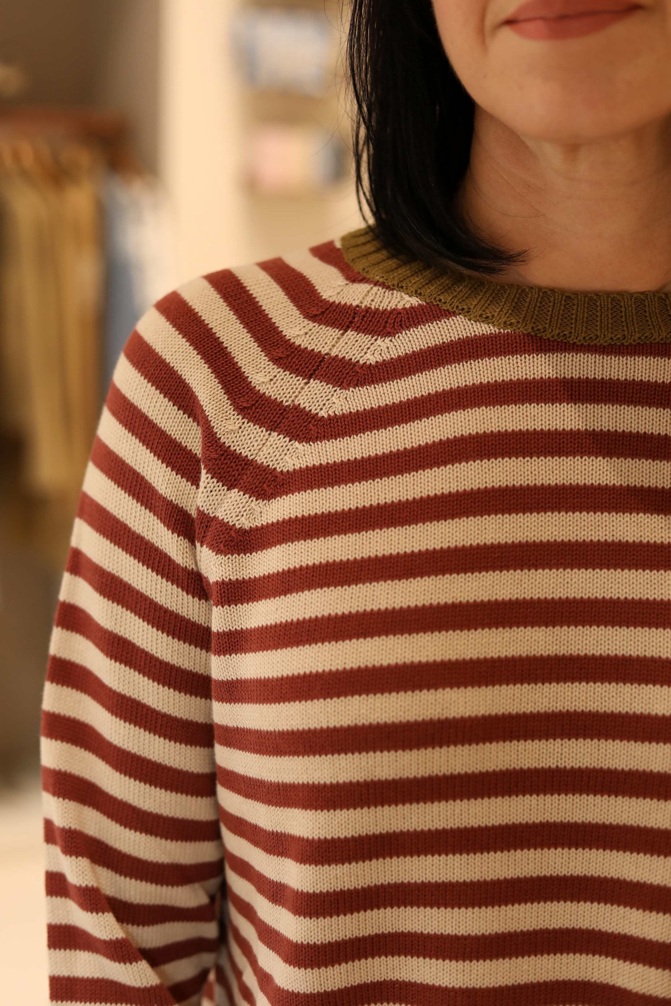 MAGLIA GIROCOLLO A RIGHE IN 100% COTONE