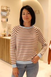 MAGLIA GIROCOLLO A RIGHE IN 100% COTONE