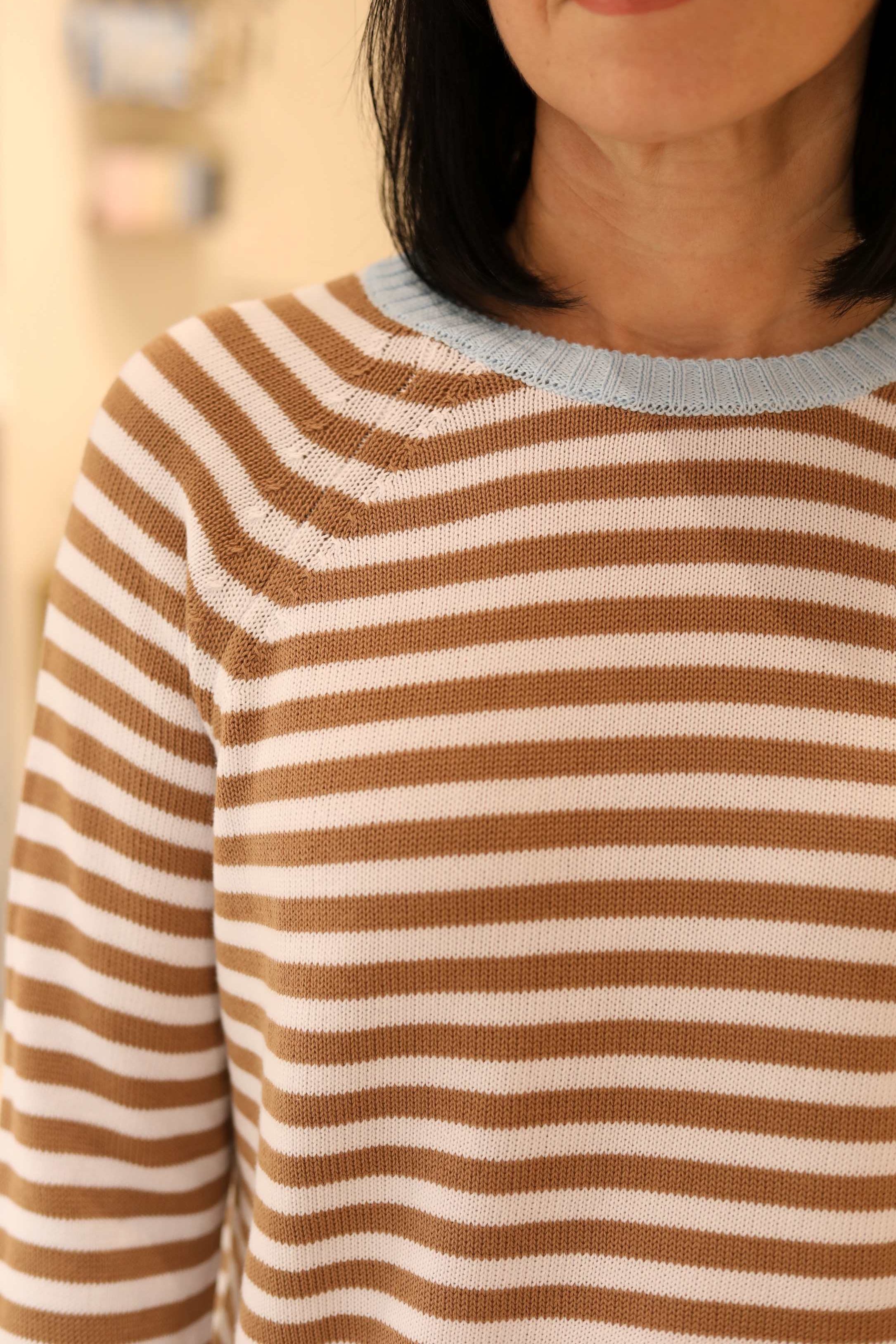 MAGLIA GIROCOLLO A RIGHE IN 100% COTONE