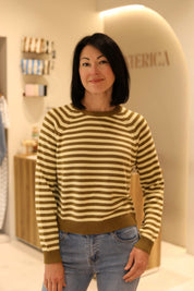 MAGLIA A RIGHE CON PROFILI A COSTINE IN 100% COTONE