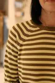 MAGLIA A RIGHE CON PROFILI A COSTINE IN 100% COTONE