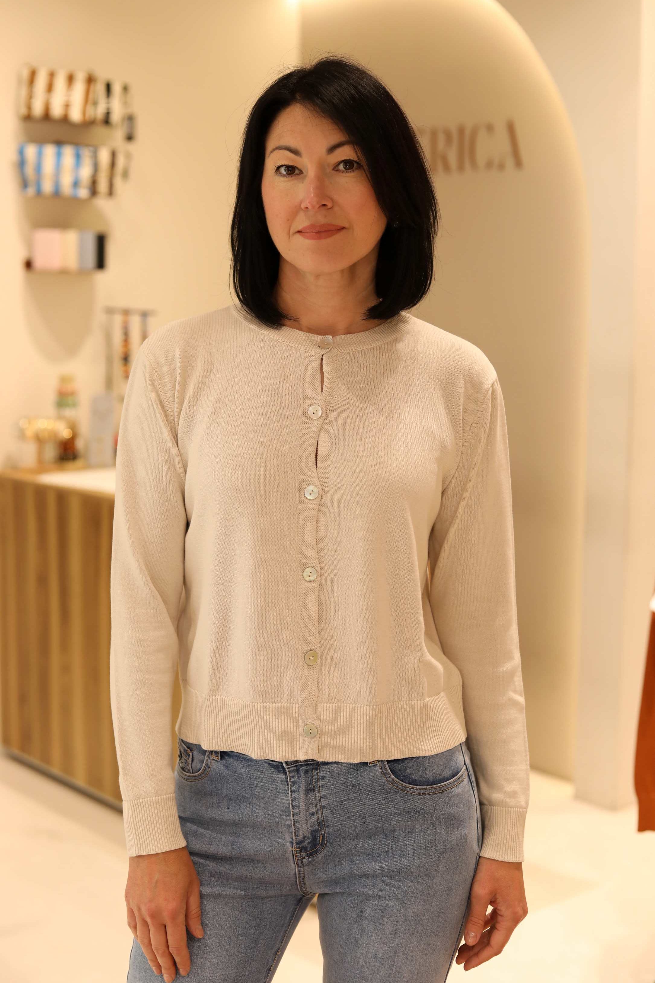 CARDIGAN CON PROFILI A COSTINE IN 100% COTONE
