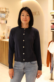 CARDIGAN CON PROFILI A COSTINE IN 100% COTONE
