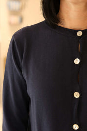 CARDIGAN CON PROFILI A COSTINE IN 100% COTONE