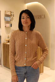 CARDIGAN INTRECCI A GIROCOLLO IN 100% COTONE