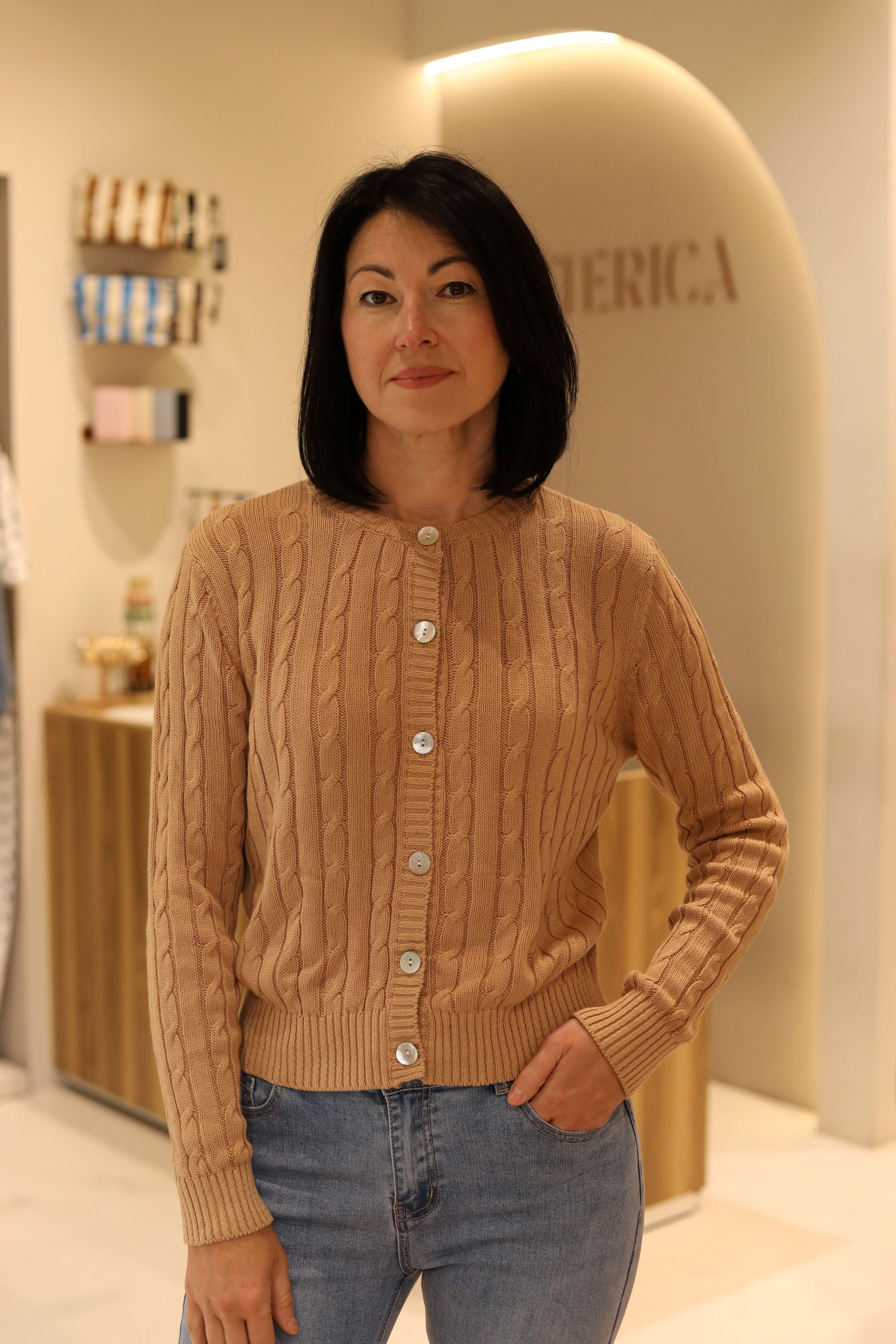 CARDIGAN INTRECCI A GIROCOLLO IN 100% COTONE
