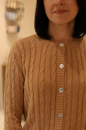 CARDIGAN INTRECCI A GIROCOLLO IN 100% COTONE