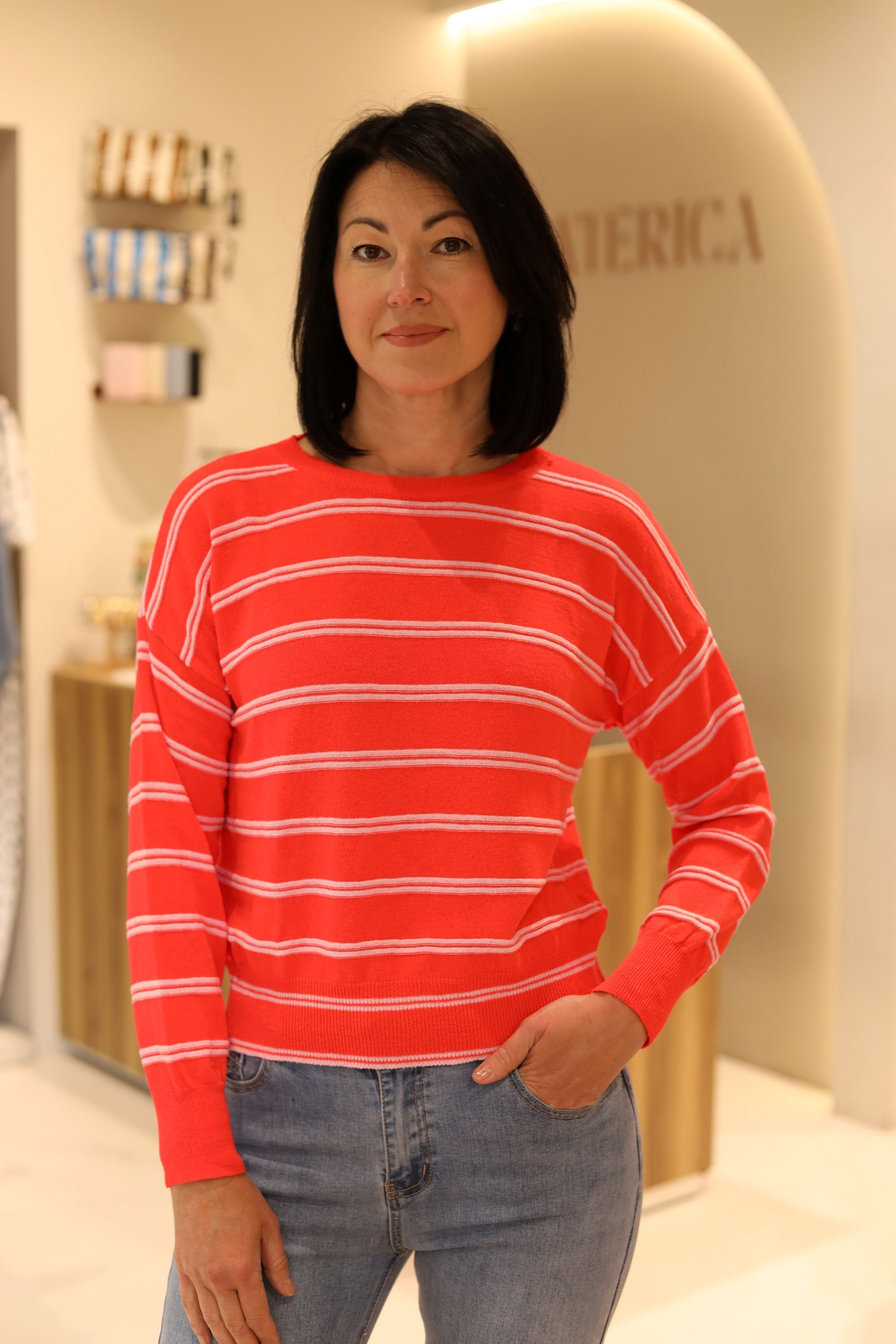 MAGLIA A RIGHE IN MISTO COTONE