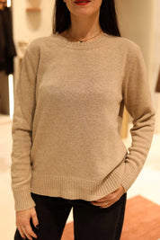 MAGLIA A GIROCOLLO IN MISTO LANA E CASHMERE CON PROFILI A COSTINE