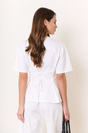 T-SHIRT IN COTONE CON LACCI POSTERIORI