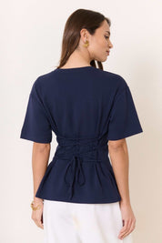 T-SHIRT IN COTONE CON LACCI POSTERIORI