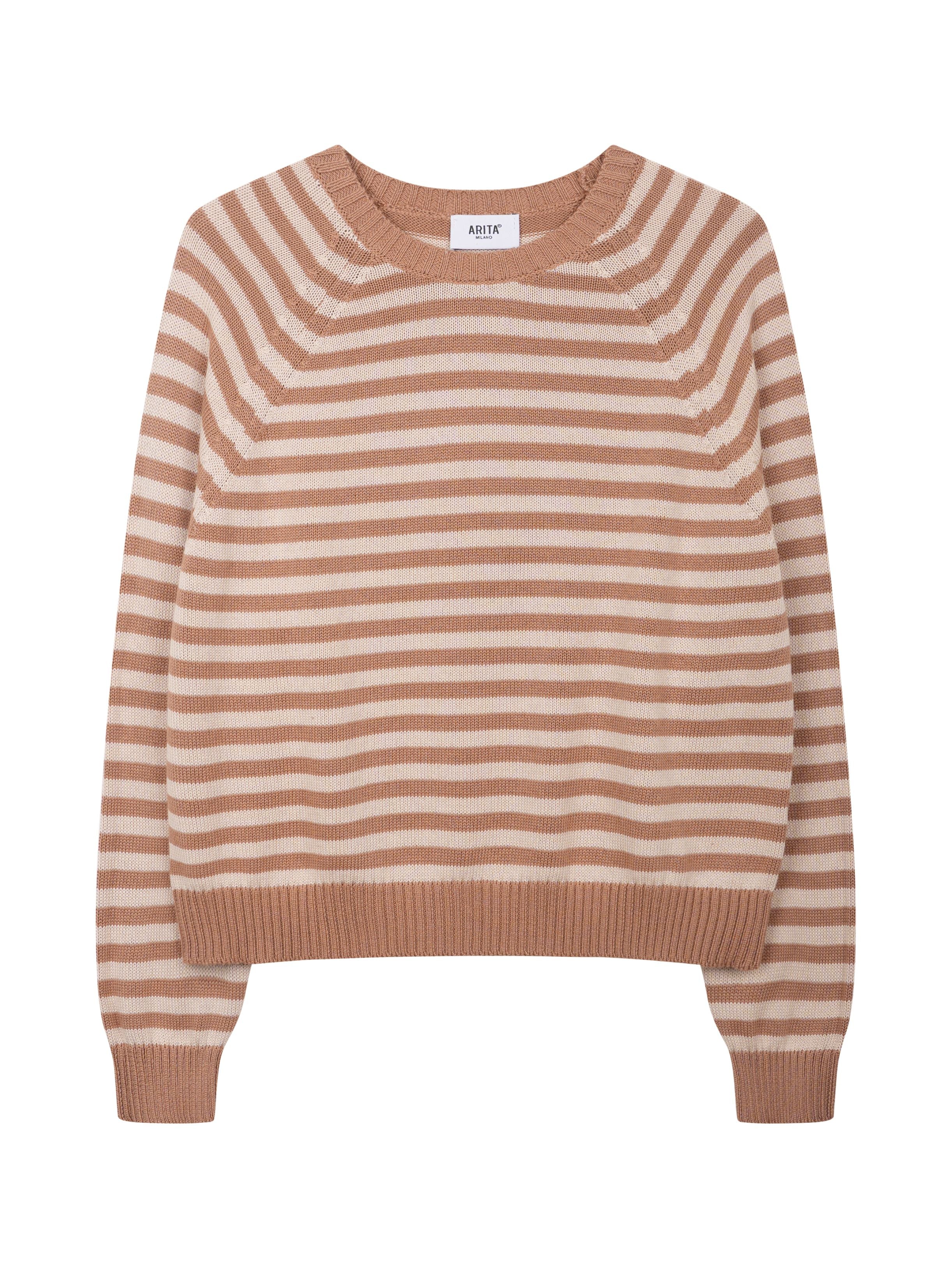 MAGLIA A RIGHE CON PROFILI A COSTINE IN 100% COTONE