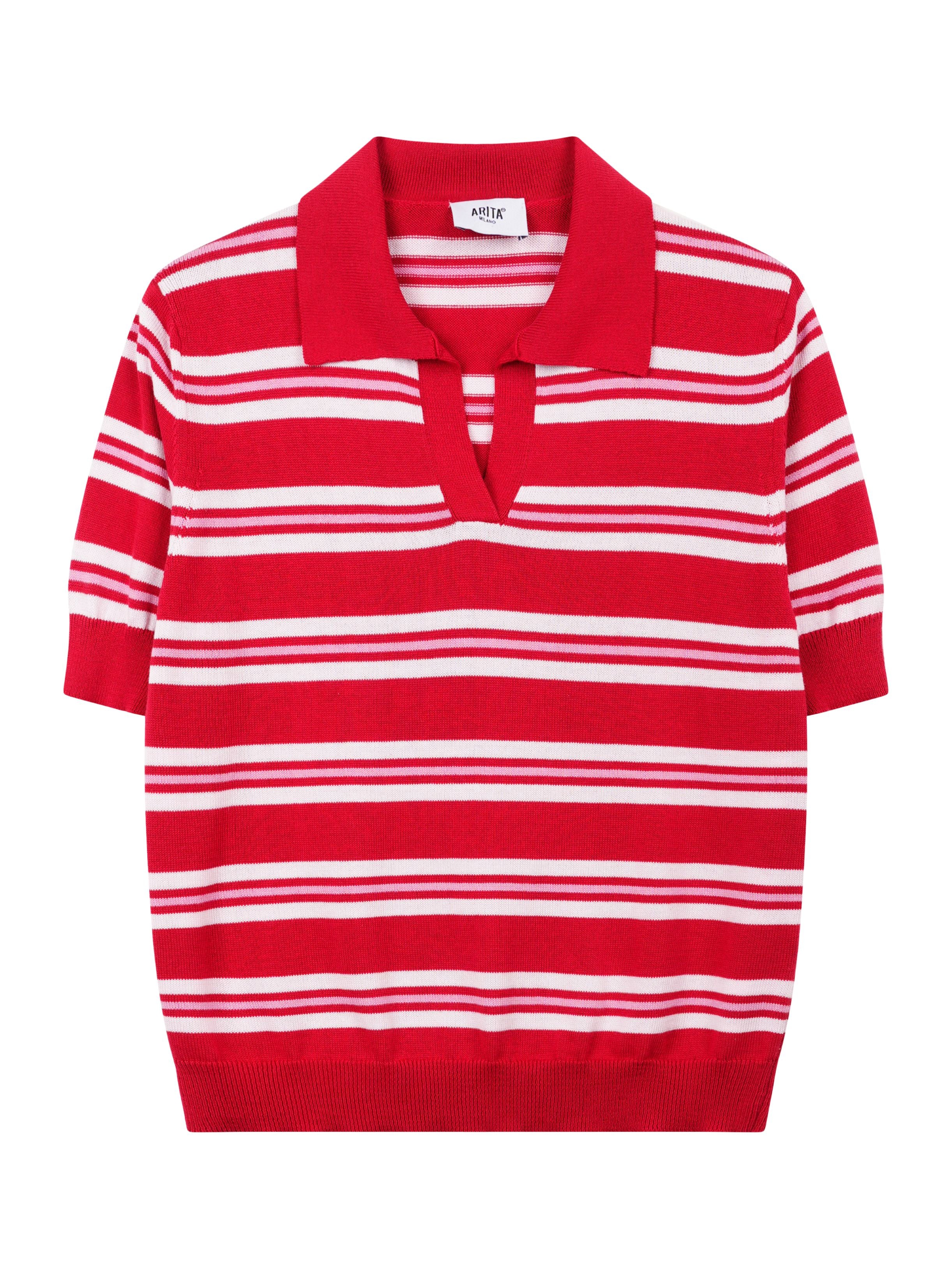POLO MANICA CORTA A RIGHE IN 100% COTONE