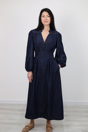 ABITO MIDI IN DENIM CON MANICHE A SBUFFO