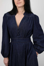 ABITO MIDI IN DENIM CON MANICHE A SBUFFO