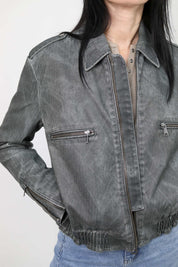 BOMBER EFFETTO DENIM IN ECOPELLE