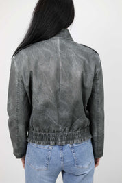 BOMBER EFFETTO DENIM IN ECOPELLE