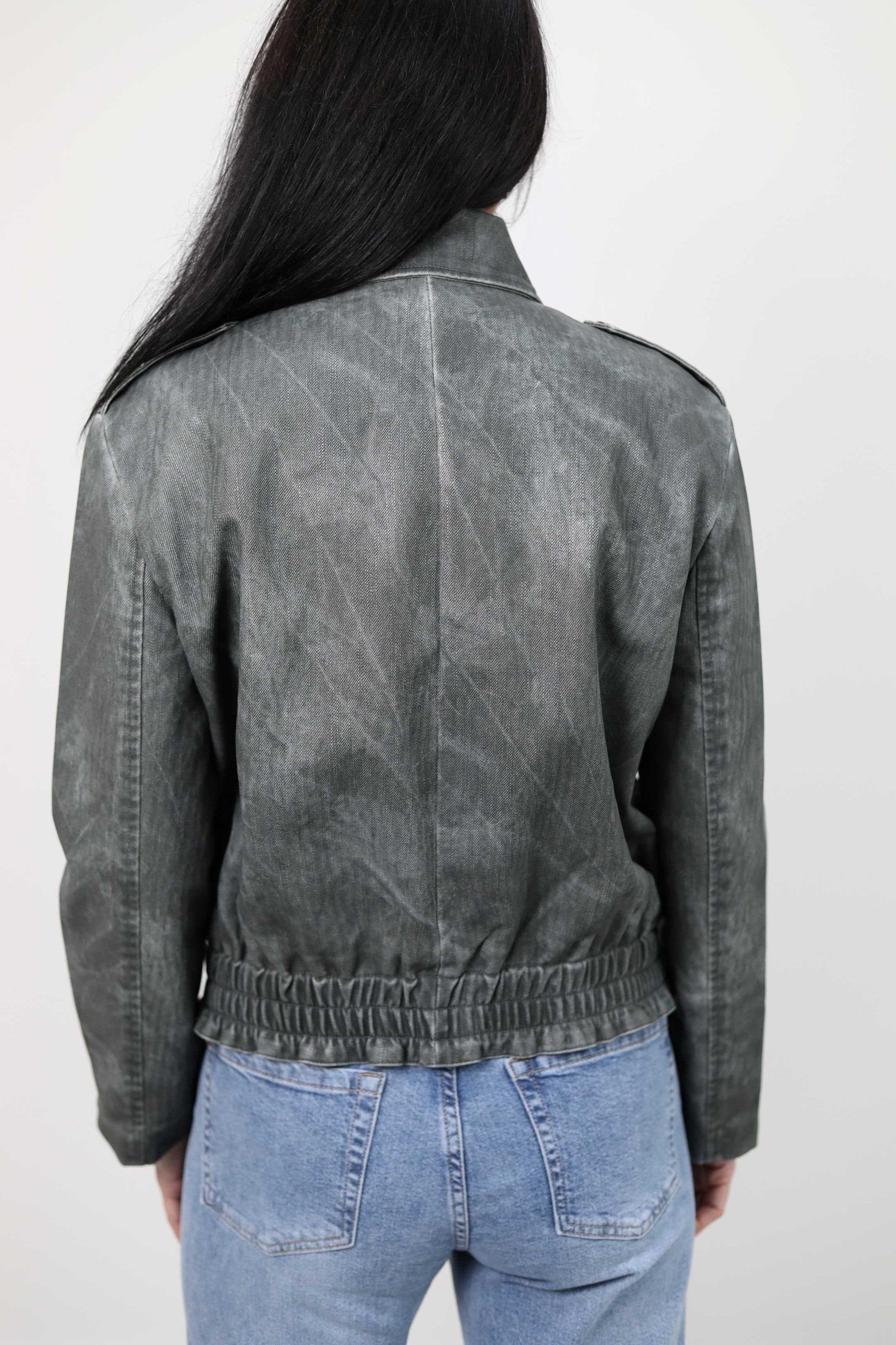 BOMBER EFFETTO DENIM IN ECOPELLE