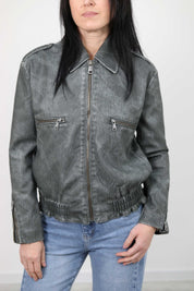 BOMBER EFFETTO DENIM IN ECOPELLE