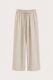 PANTALONE FLUIDO IN MISTO LINO CON ELASTICO IN VITA