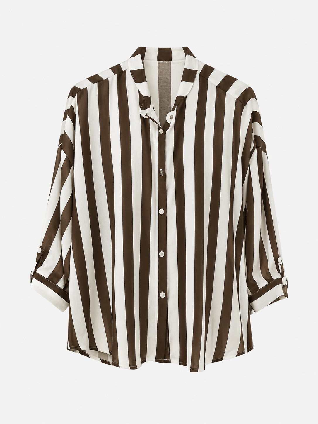 CAMICIA COLLO ALLA COREANA CON MANICA A TRE QUARTI